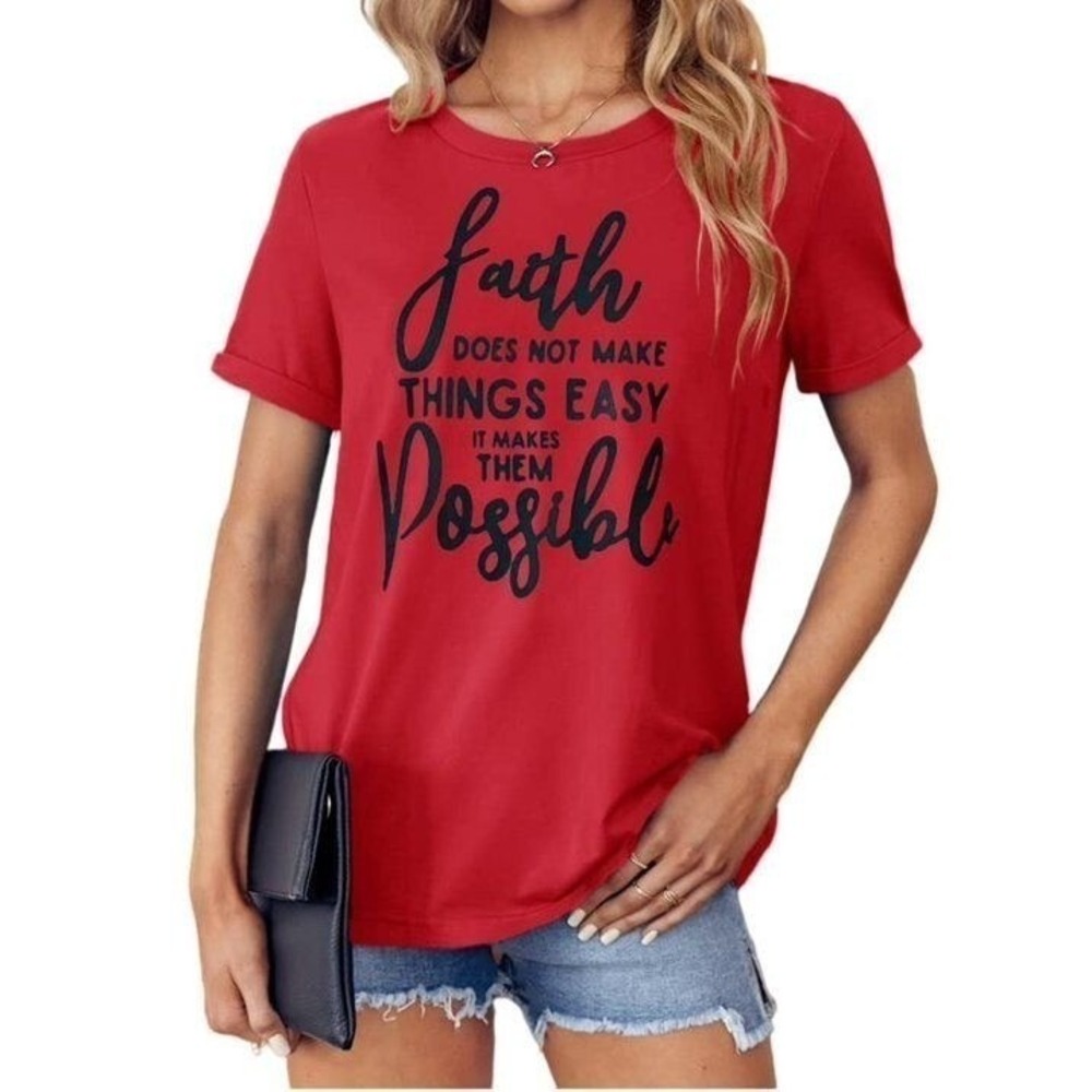 Women's Faith Graphic T-Shirt |Red Size Large New With Tags